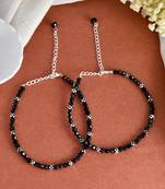 Black faceted beads western anklet