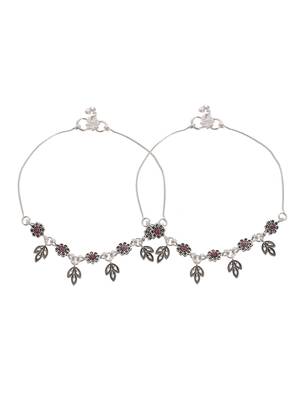Set of 2 silver plated handcrafted anklet for women 3