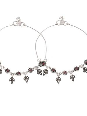 Set of 2 silver plated handcrafted anklet for women 4