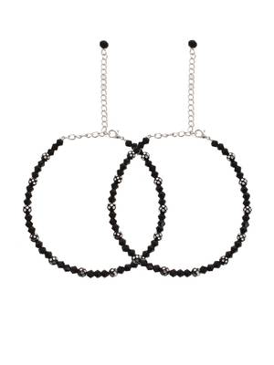 Black faceted beads western anklet 3