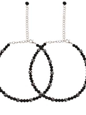 Black faceted beads western anklet 4