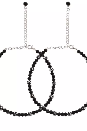 Black faceted beads western anklet