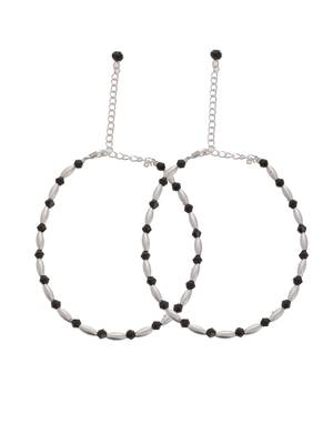 Silver plated black beads anklet 3