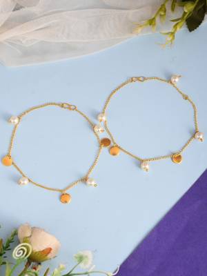 Gold plated pearl anklet 1