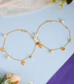 Gold plated pearl anklet