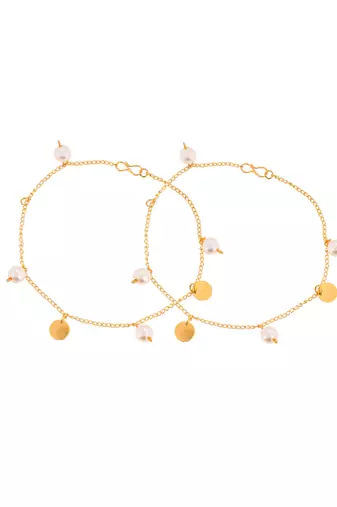 Gold plated pearl anklet