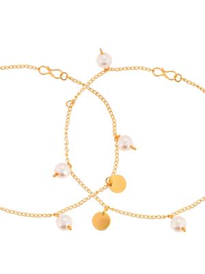 Gold plated pearl anklet 4