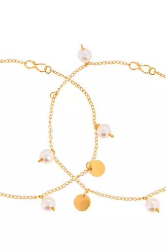 Gold plated pearl anklet