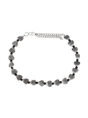 Silver plated fish charm beaded oxidised anklet 4