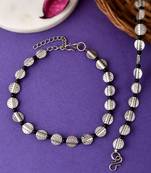 Silver plated black beaded oxidised chain anklet