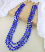 3 Layered Traditional Dulha Blue Moti Mala with Beaded Maharaja Haar/Groom Necklace