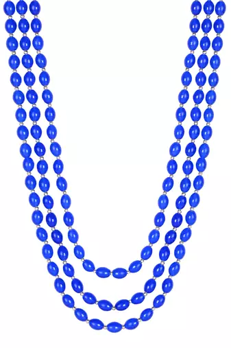 3 Layered Traditional Dulha Blue Moti Mala with Beaded Maharaja Haar/Groom Necklace
