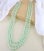3 Layered Traditional Dulha Green Moti Mala with Beaded Maharaja Haar/Groom Necklace