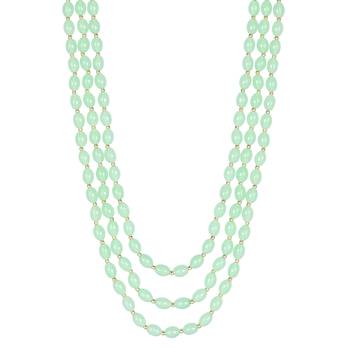 3 Layered Traditional Dulha Green Moti Mala with Beaded Maharaja Haar/Groom Necklace 3