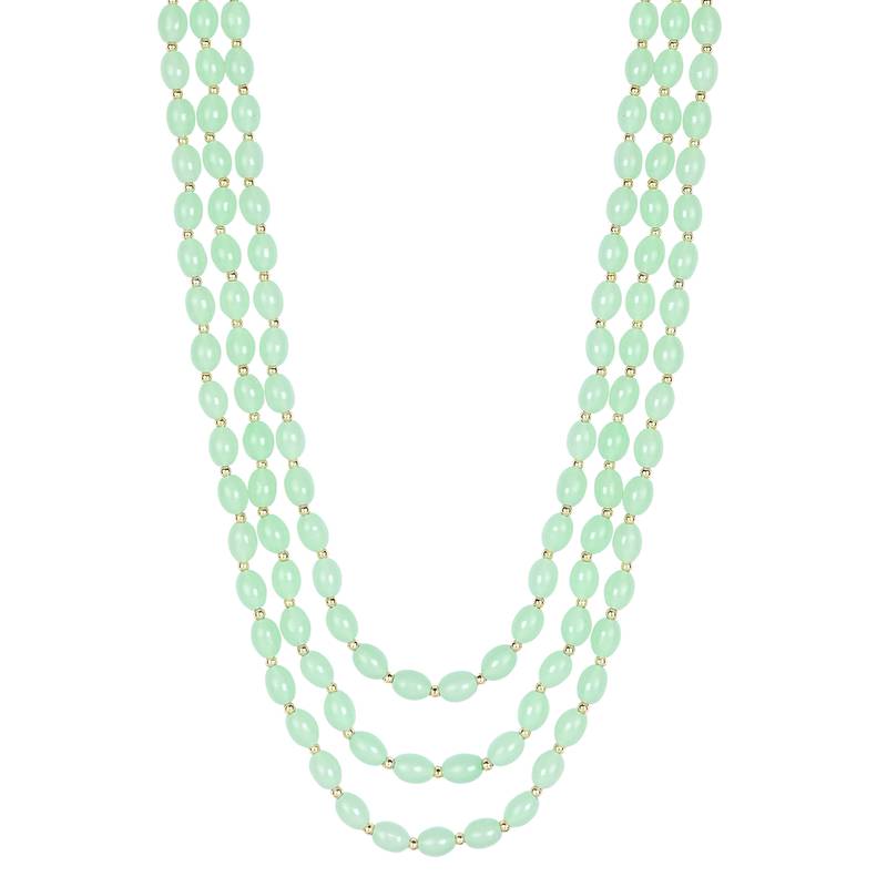 3 Layered Traditional Dulha Green Moti Mala with Beaded Maharaja Haar/Groom Necklace