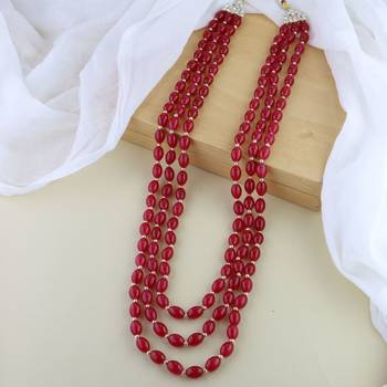 3 Layered Traditional Dulha Green Moti Mala with Beaded Maharaja Haar/Groom Necklace 1
