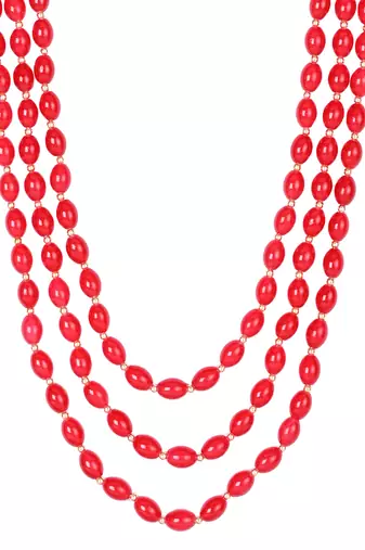3 Layered Traditional Dulha Green Moti Mala with Beaded Maharaja Haar/Groom Necklace