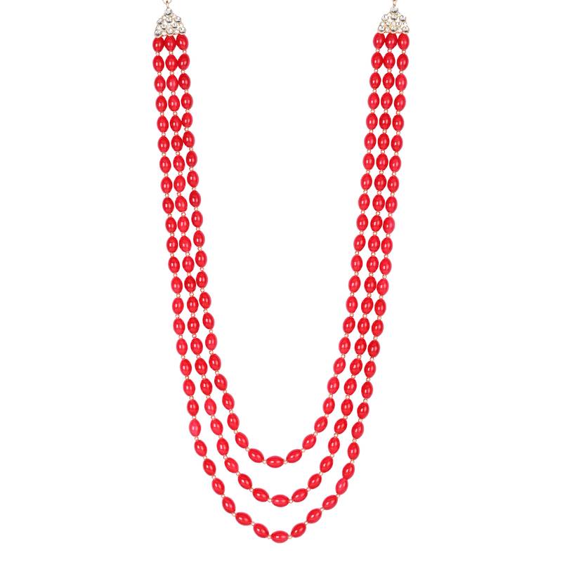 3 Layered Traditional Dulha Green Moti Mala with Beaded Maharaja Haar/Groom Necklace