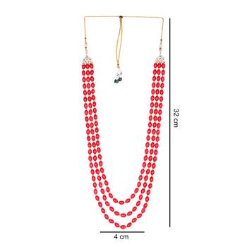 3 Layered Traditional Dulha Green Moti Mala with Beaded Maharaja Haar/Groom Necklace 5