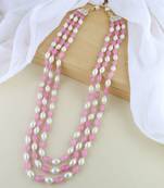 3 Layered Traditional Dulha Pink Beaded Moti Mala Maharaja Haar/Groom Necklace