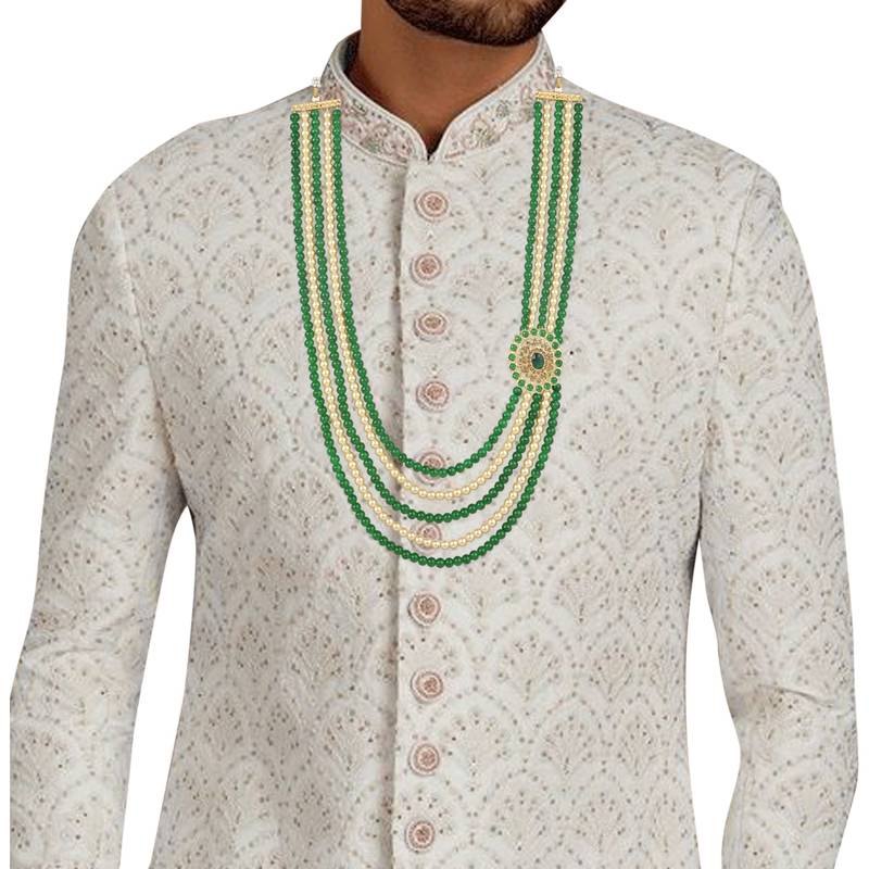 5 Layered Traditional Dulha Moti Mala with Beaded Maharaja Haar/Groom Necklace