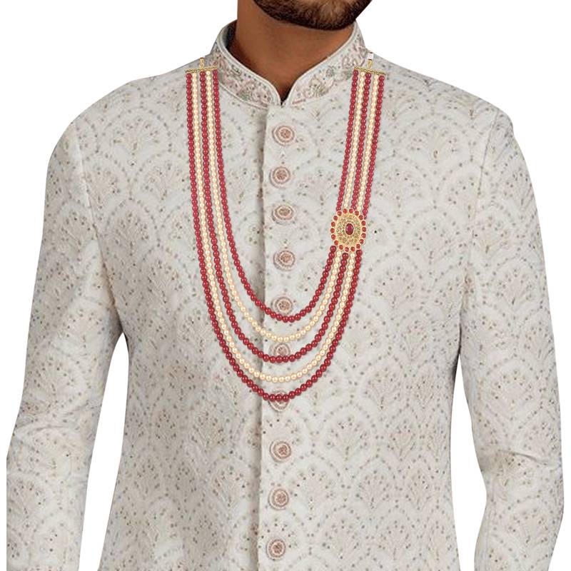 5 Layered Traditional Dulha Moti Mala with Beaded Maharaja Haar/Groom Necklace