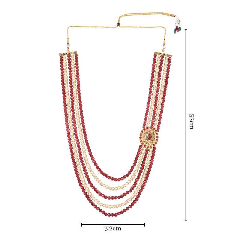 5 Layered Traditional Dulha Moti Mala with Beaded Maharaja Haar/Groom Necklace