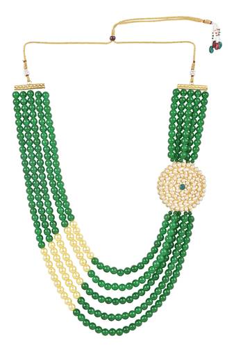5 Layered Traditional Dulha Moti Mala with Beaded Maharaja Haar/Groom Necklace For Men