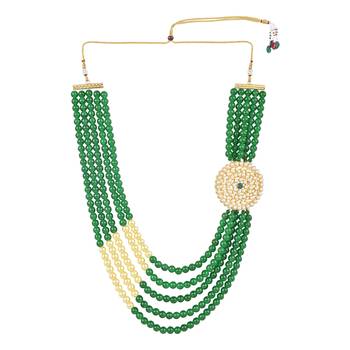 5 Layered Traditional Dulha Moti Mala with Beaded Maharaja Haar/Groom Necklace For Men 1