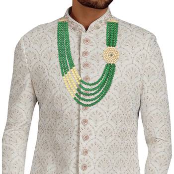 5 Layered Traditional Dulha Moti Mala with Beaded Maharaja Haar/Groom Necklace For Men 2