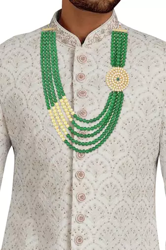 5 Layered Traditional Dulha Moti Mala with Beaded Maharaja Haar/Groom Necklace For Men