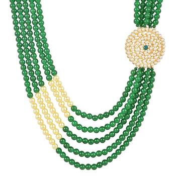 5 Layered Traditional Dulha Moti Mala with Beaded Maharaja Haar/Groom Necklace For Men 3