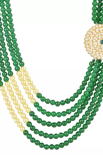 5 Layered Traditional Dulha Moti Mala with Beaded Maharaja Haar/Groom Necklace For Men