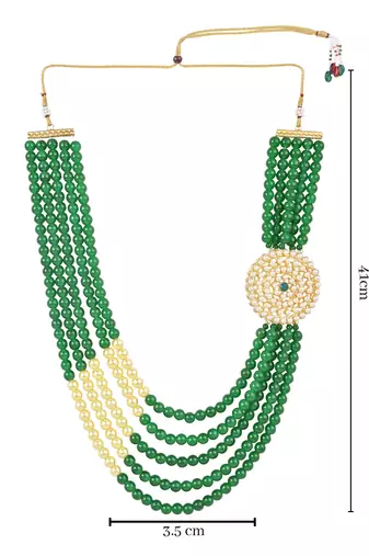 5 Layered Traditional Dulha Moti Mala with Beaded Maharaja Haar/Groom Necklace For Men