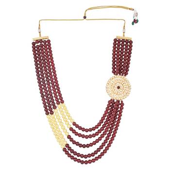 5 Layered Traditional Dulha Moti Mala with Beaded Maharaja Haar/Groom Necklace 1