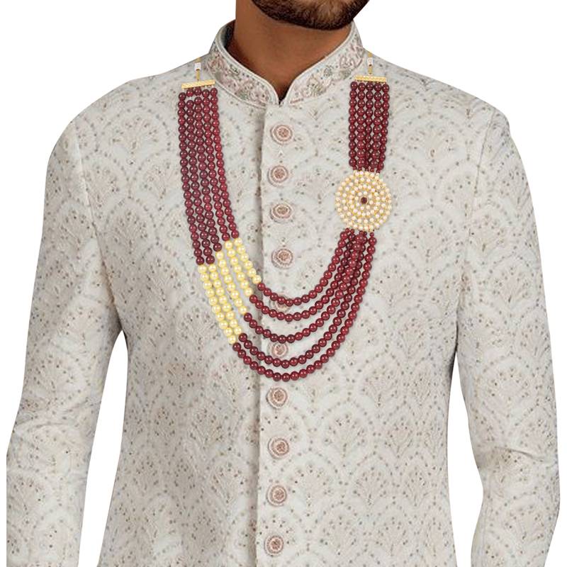 5 Layered Traditional Dulha Moti Mala with Beaded Maharaja Haar/Groom Necklace