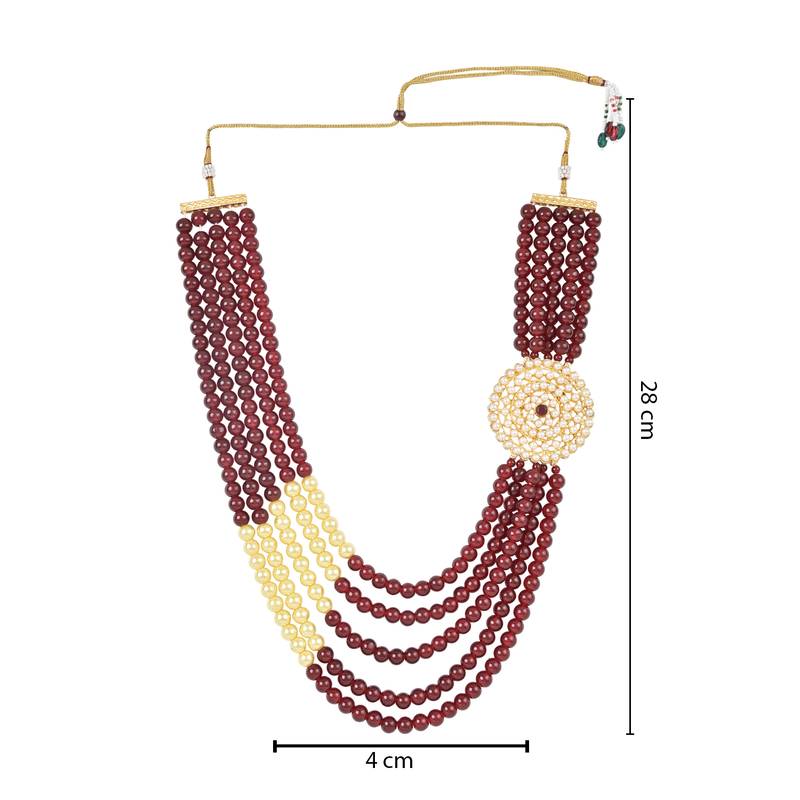 5 Layered Traditional Dulha Moti Mala with Beaded Maharaja Haar/Groom Necklace