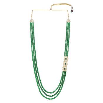3 Layered Traditional Dulha Moti Mala with Beaded Maharaja Haar/Groom Necklace 1