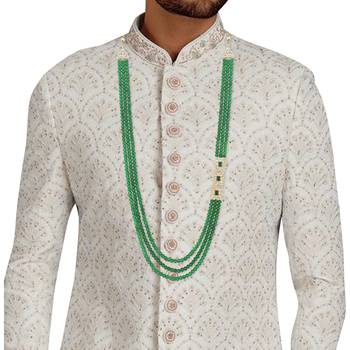 3 Layered Traditional Dulha Moti Mala with Beaded Maharaja Haar/Groom Necklace 3