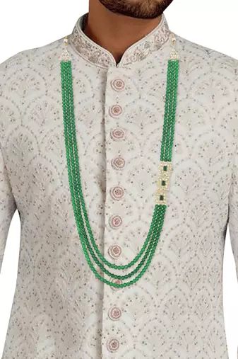 3 Layered Traditional Dulha Moti Mala with Beaded Maharaja Haar/Groom Necklace