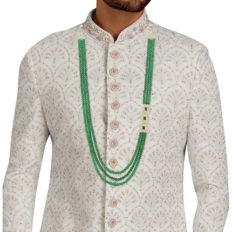 3 Layered Traditional Dulha Moti Mala with Beaded Maharaja Haar/Groom Necklace