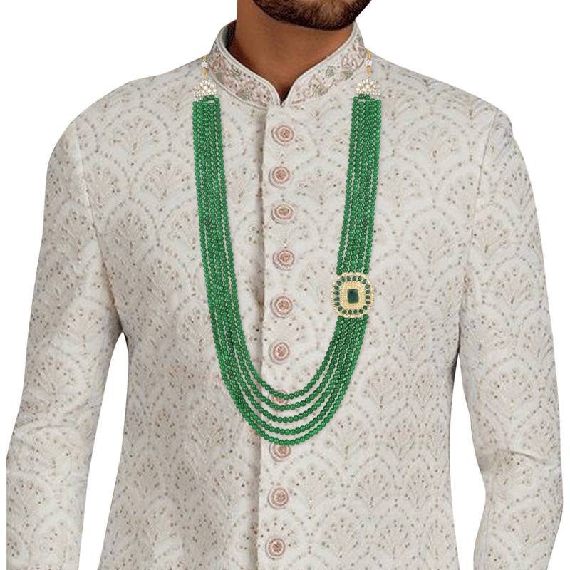 5 Layered Traditional Dulha Moti Mala with Beaded Maharaja Haar/Groom Necklace