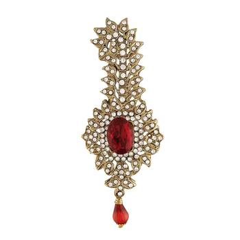 Traditional Stone Pearl Drop Safa Kalangi Brooch 1