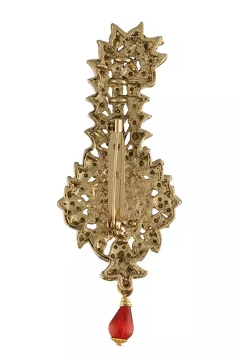 Traditional Stone Pearl Drop Safa Kalangi Brooch