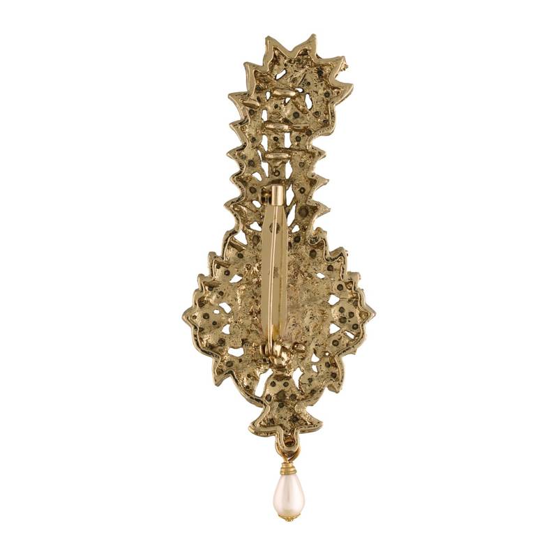 Traditional Stone Pearl Drop Safa Kalangi Brooch for Groom/Men/Dulha Pagadi