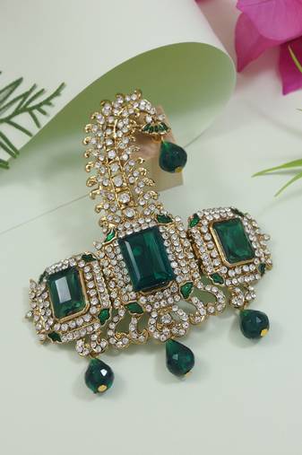 Traditional Stone Pearl Drop Safa Kalangi Brooch for Groom/Men/Dulha Pagadi