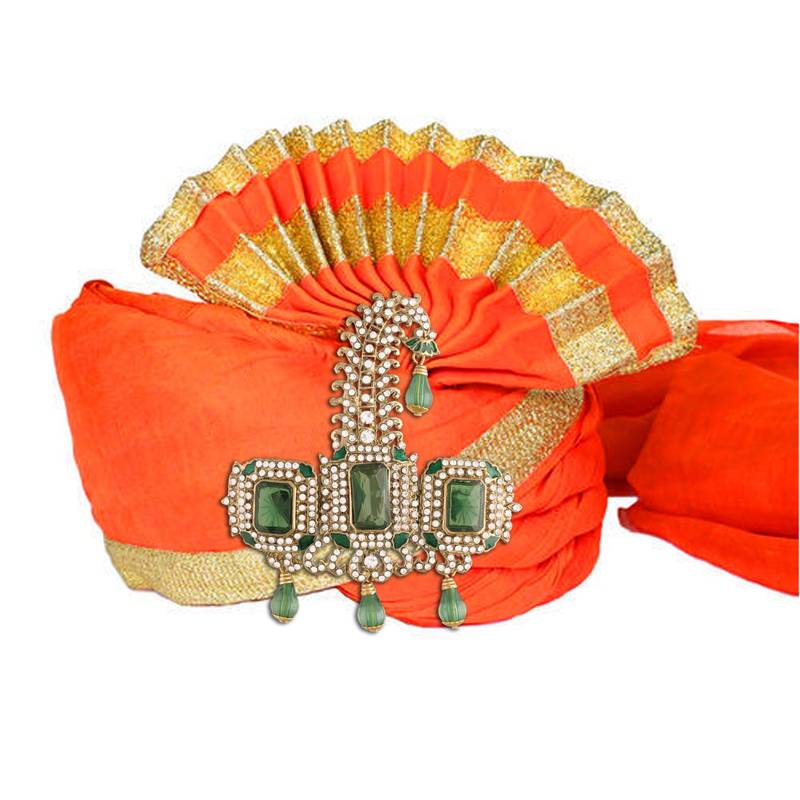 Traditional Stone Pearl Drop Safa Kalangi Brooch for Groom/Men/Dulha Pagadi