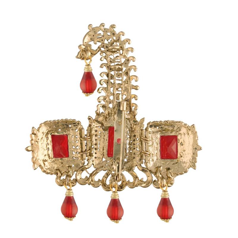 Traditional Stone Pearl Drop Safa Kalangi Brooch for Groom/Men/Dulha Pagadi