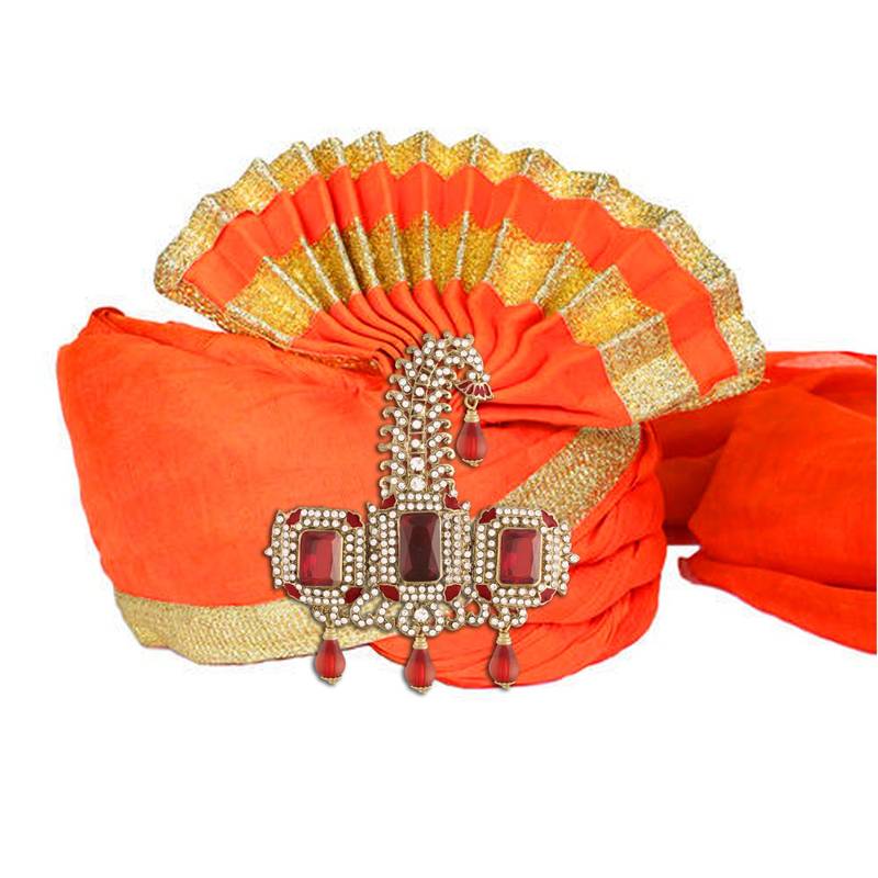 Traditional Stone Pearl Drop Safa Kalangi Brooch for Groom/Men/Dulha Pagadi