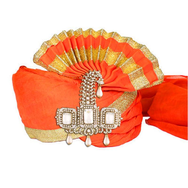 Traditional Stone Pearl Drop Safa Kalangi Brooch for Groom/Men/Dulha Pagadi